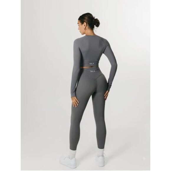 TALA SkinLuxe High Waisted Full Length Leggings Womens XS Reg Tornado Grey Zip - Picture 10 of 10